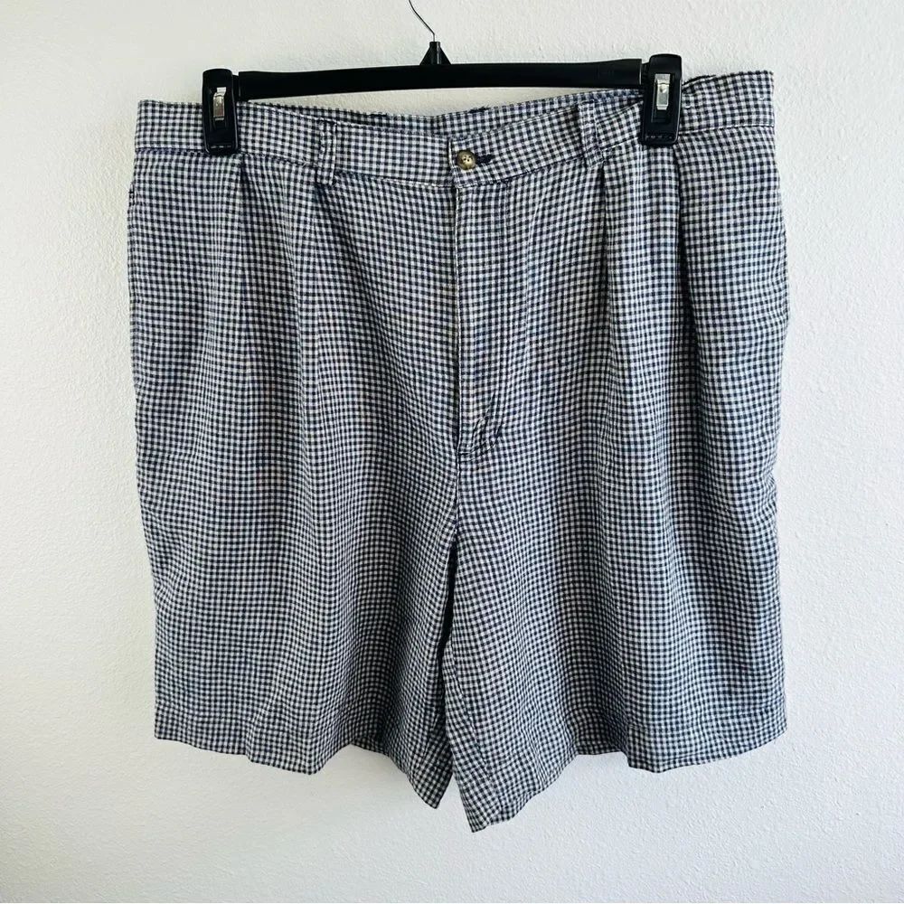 Old‎ School Clothing Co Gray Blue Check Linen Shorts Men’s Size 38 Golf